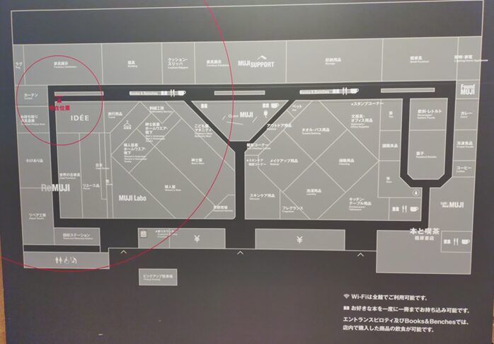 無印良品 イオンモール橿原店内案内ボード