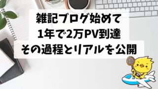 雑記ブログ始めて1年で2万PV到達｜その過程とリアルを公開