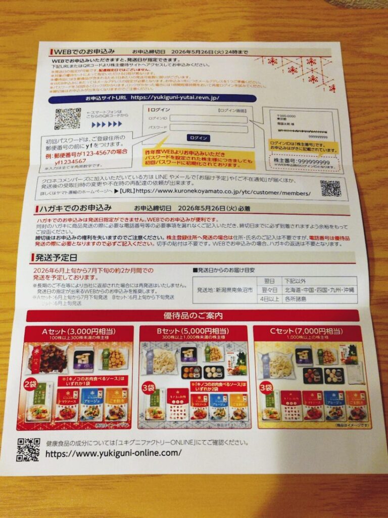 株主優待のご案内 裏